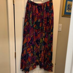 Vintage Designer Bob Mackie Collection II 100% Silk Multicolored Maxi Skirt